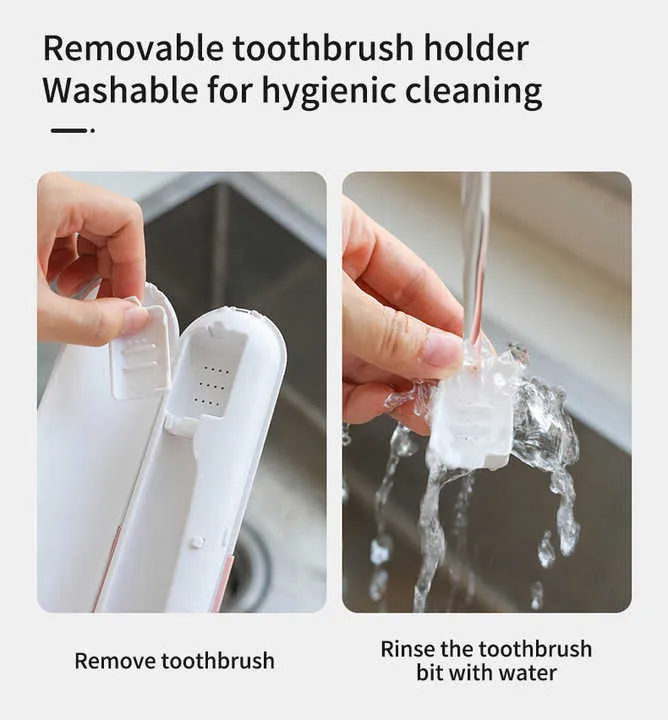 1 Piece Grey Portable UV-C Toothbrush Sterilizer | Rechargeable Travel Case with UV-C Disinfection | Compact & Lightweight Design
