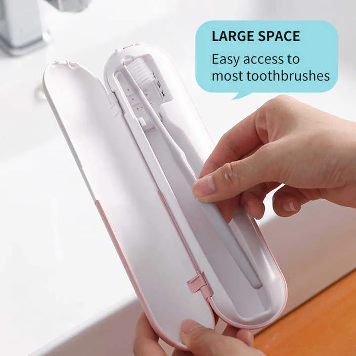 1 Piece Grey Portable UV-C Toothbrush Sterilizer | Rechargeable Travel Case with UV-C Disinfection | Compact & Lightweight Design