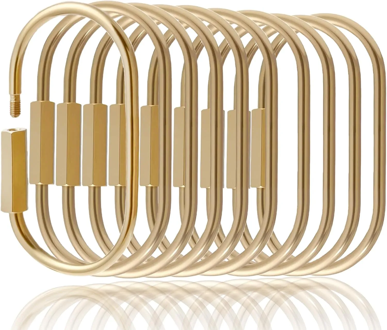 10 Pcs Gold Brass Key Rings,Screw Lock Key Organizer,Carabiner Keychain Clip for Keys