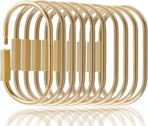 10 Pcs Gold Brass Key Rings,Screw Lock Key Organizer,Carabiner Keychain Clip for Keys