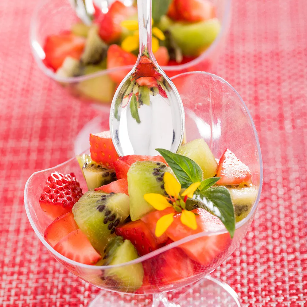 100 Seagreen Plastic 4" Mini Triangolo Appetizer Plates and 100 Silver Plastic 4" Mini Spoons