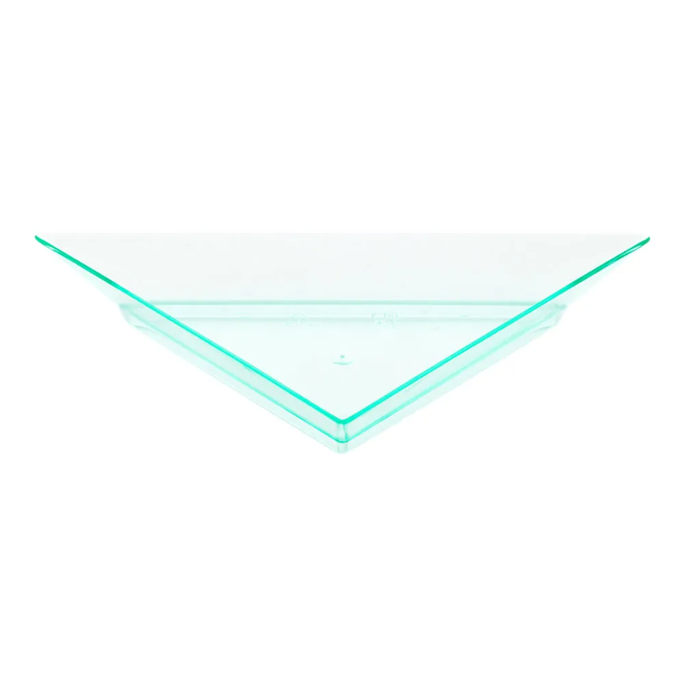 100 Seagreen Plastic 4" Mini Triangolo Appetizer Plates and 100 Silver Plastic 4" Mini Spoons