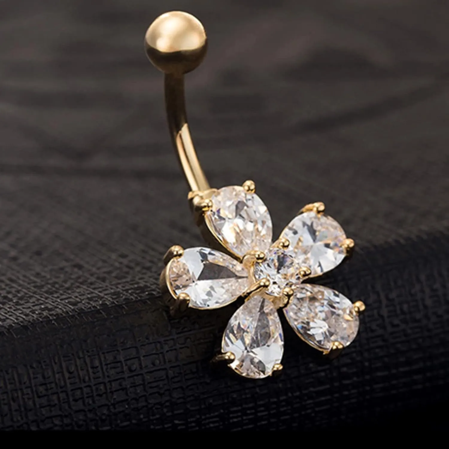 14G Belly Ring for Women, Belly Button Piercing Belly Button Jewelry Surgical Steel Classic Flower Colorful Cubic Zirconia Belly Button Jewelry