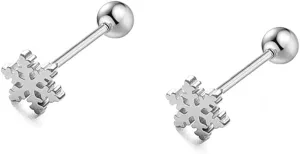 14G Snowflake Tongue Rings Barbells Stainless Steel Screw-On Body Piercing Straight Bar 5/8" Length Personalized Punk Jewelry Gifts for Women Men Unisex