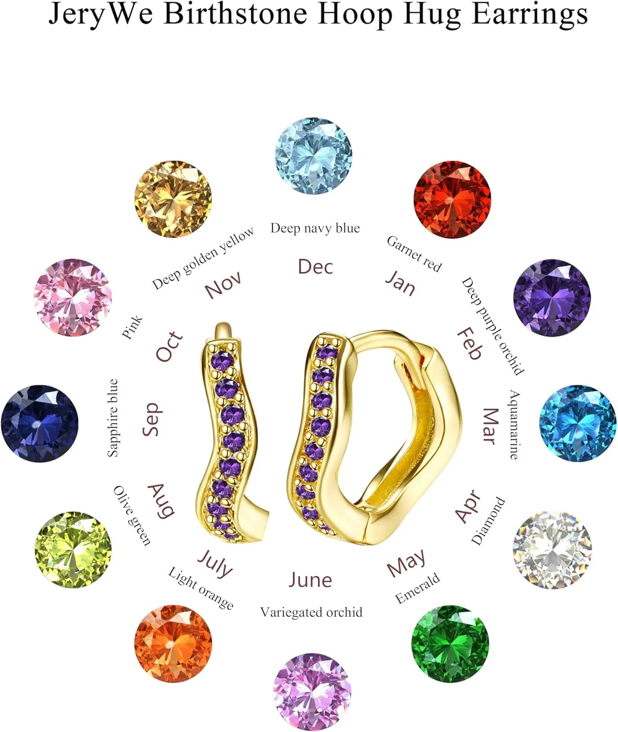 14K Gold Plated Birthstone Cartilage Earrings for Women - 20G Chic Hypoallergenic Surgical Steel Flat Back Studs Huggie Hoops Earring Stacks