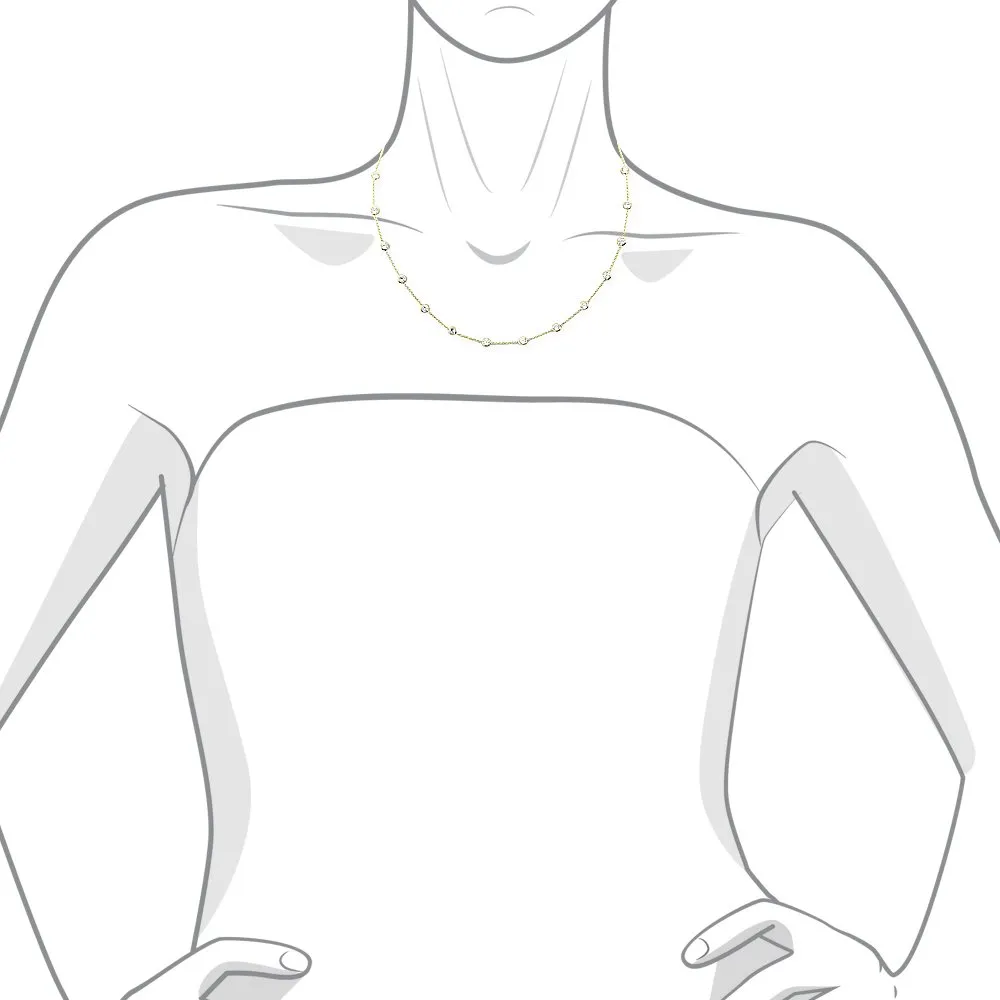 14K Yellow Gold Station Necklace Cubic Zirconia By The Yard 16-20 Inches (18 Inches)