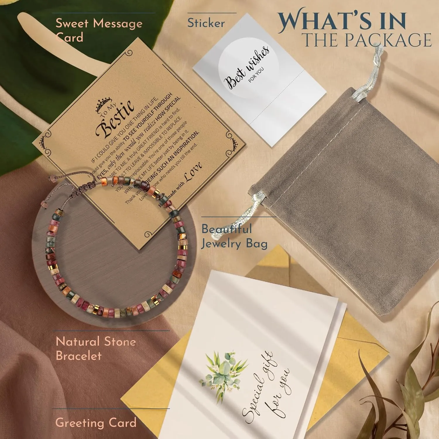 16th 21st 30th 40th 50th 60th 70th 80th Birthday Gifts for Women, Funny Natural Stone Bracelet Birthday Gifts for Her Mom Grandma Daughter Sister Friend