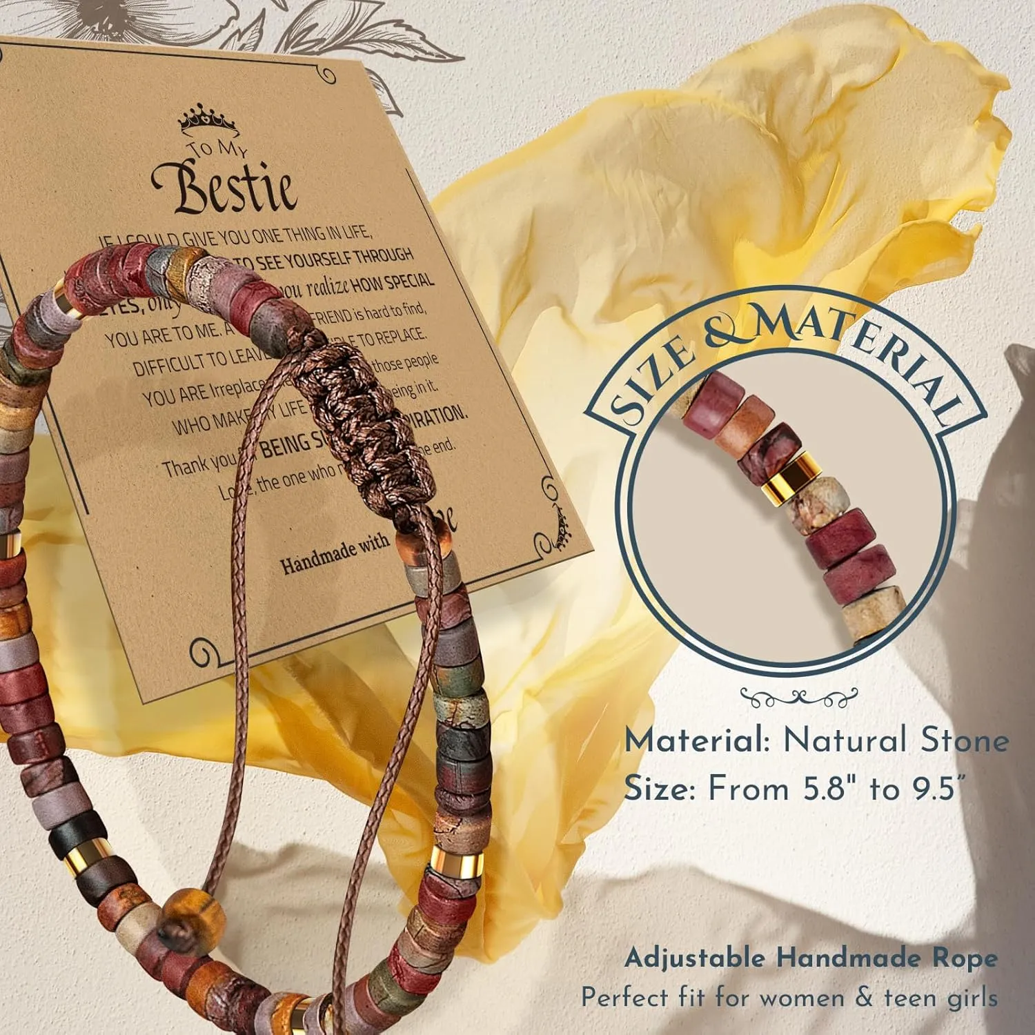 16th 21st 30th 40th 50th 60th 70th 80th Birthday Gifts for Women, Funny Natural Stone Bracelet Birthday Gifts for Her Mom Grandma Daughter Sister Friend