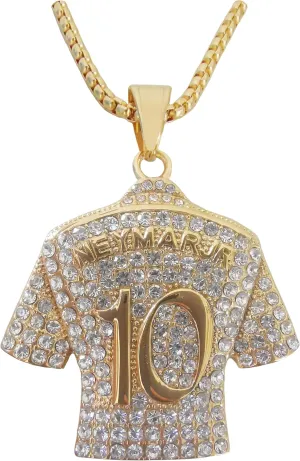 18K gold-plated Neymar-10 Soccer Jersey Number 10 Necklace | No.10 Football Star Necklace | Brazil 10 Jersey Pendant Hip Hop Necklace for Men Women 24
