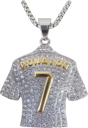 18K Gold-plated | Silvery-plated Soccer Jersey Number 7 Necklace for | No.7 Football Star Necklace for Men Women | Soccer Player Pendant Hip Hop Necklace