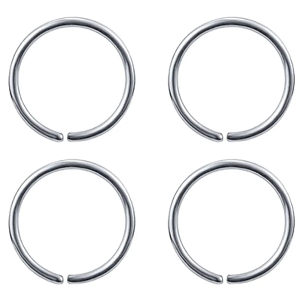 2 Pairs Set Nose Cartilage Nose Rings Small Hoops Earrings Set for Women Tragus Septum Helix Thin Multiple Piercing (8mm/ 22 gauge/ 2 pairs, Argentium Silver 935)