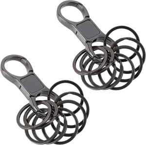 2 Pcs Key Chain Quick Release Car Key Chain Heavy Duty Keychain with 8 Pcs Stainless Key Rings Detachable Keychain Keychain Organizer for Multiple Keys Car Key Chains Spring Clip for Men and Women