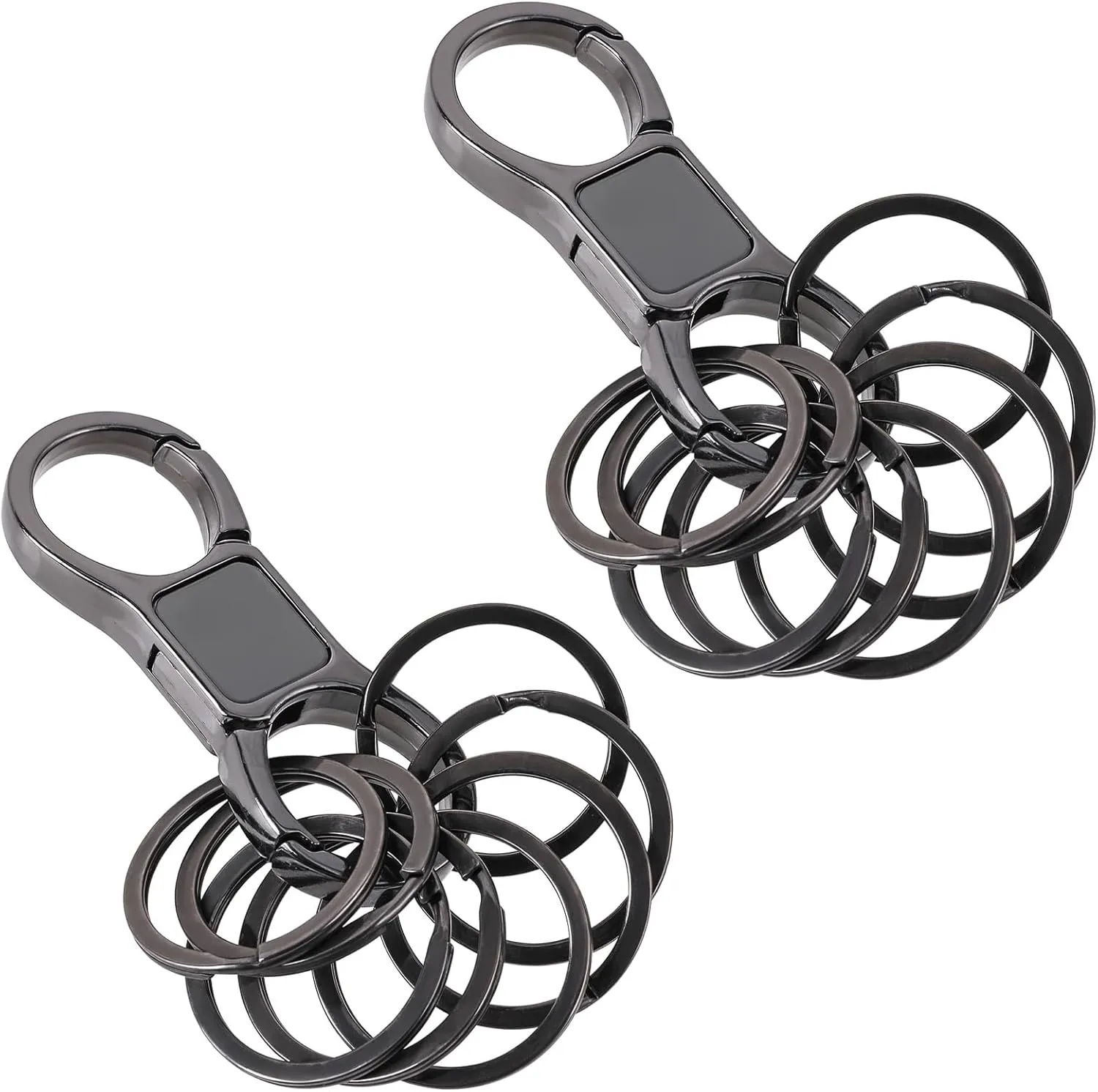 2 Pcs Key Chain Quick Release Car Key Chain Heavy Duty Keychain with 8 Pcs Stainless Key Rings Detachable Keychain Keychain Organizer for Multiple Keys Car Key Chains Spring Clip for Men and Women