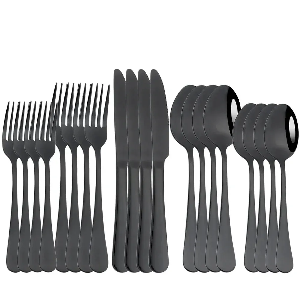 20 Piece Stainless Steel Cutlery Set Black & Gold
