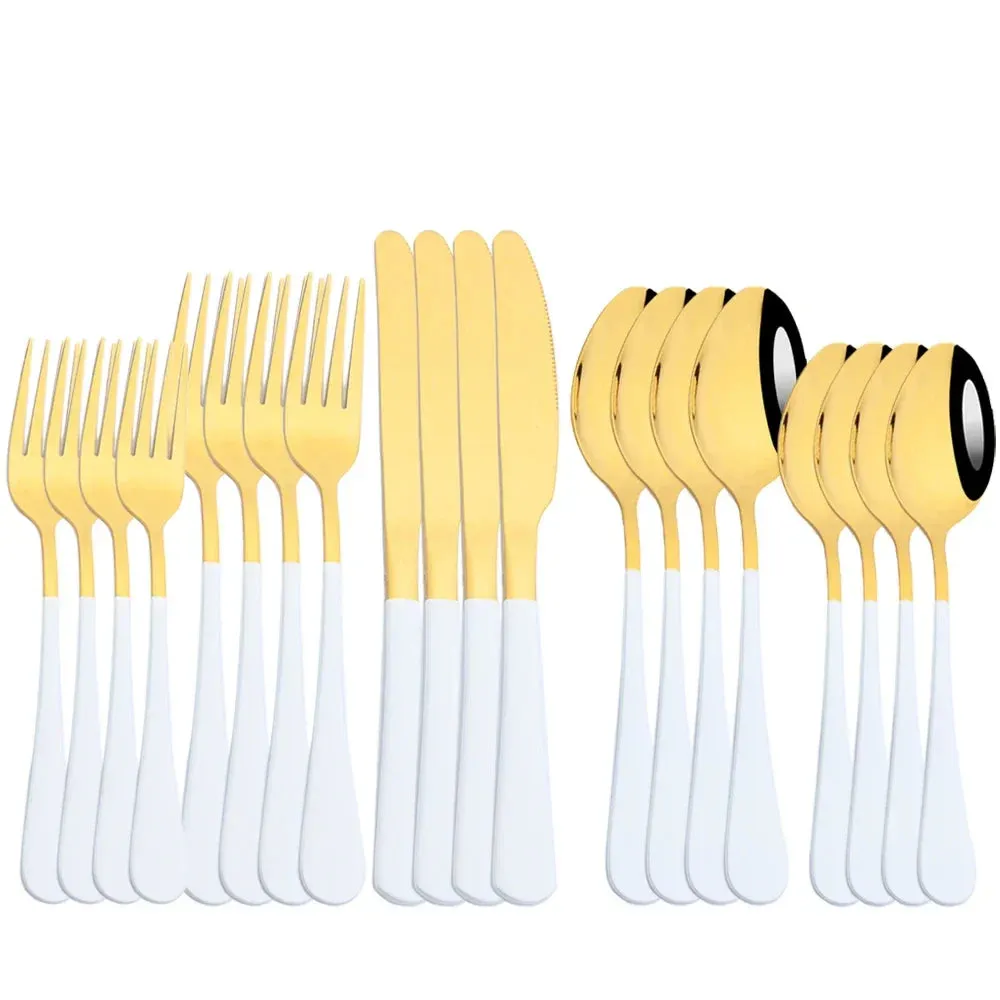 20 Piece Stainless Steel Cutlery Set Black & Gold