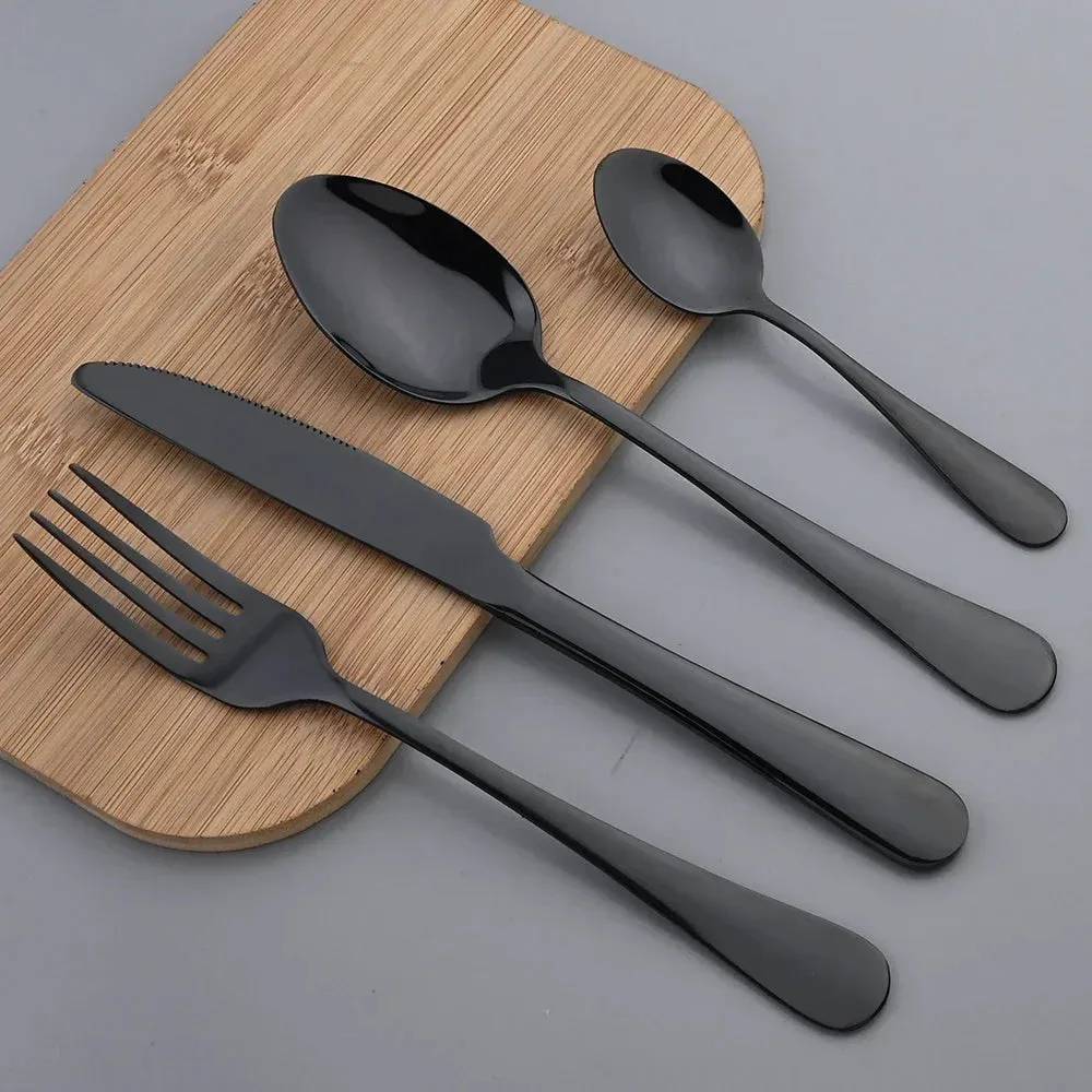 20 Piece Stainless Steel Cutlery Set Black & Gold