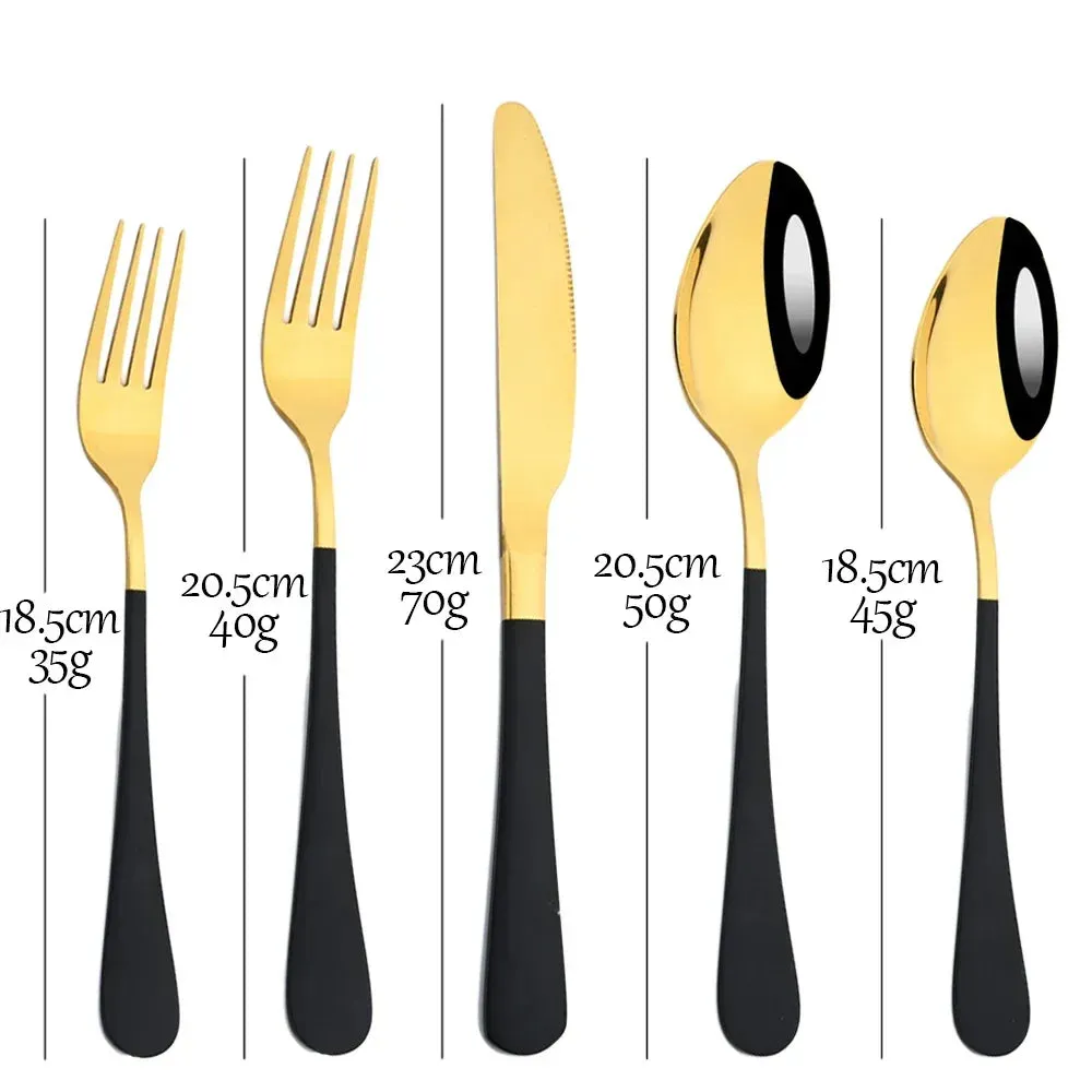 20 Piece Stainless Steel Cutlery Set Black & Gold