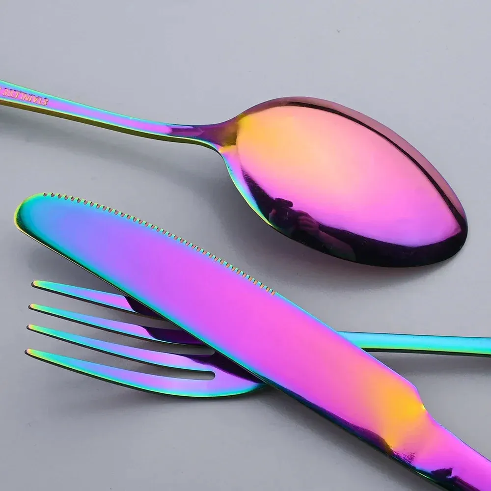 20 Piece Stainless Steel Cutlery Set Black & Gold