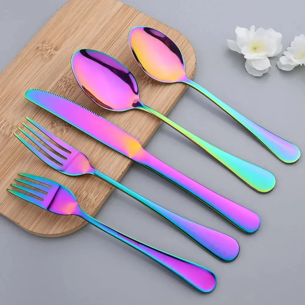 20 Piece Stainless Steel Cutlery Set Black & Gold