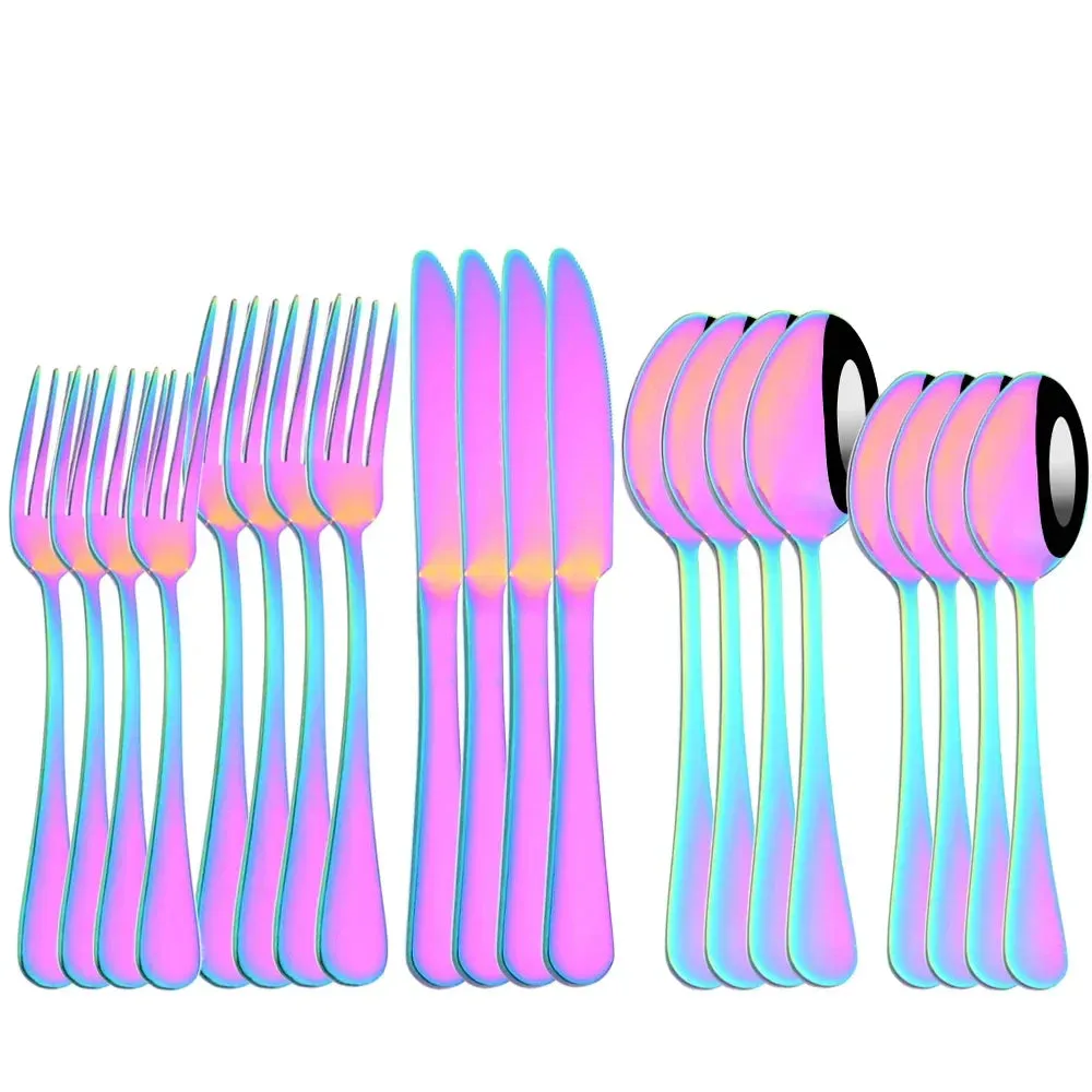20 Piece Stainless Steel Cutlery Set Black & Gold