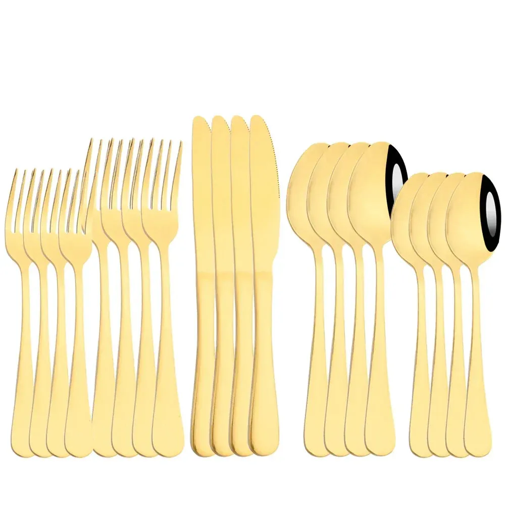 20 Piece Stainless Steel Cutlery Set Black & Gold