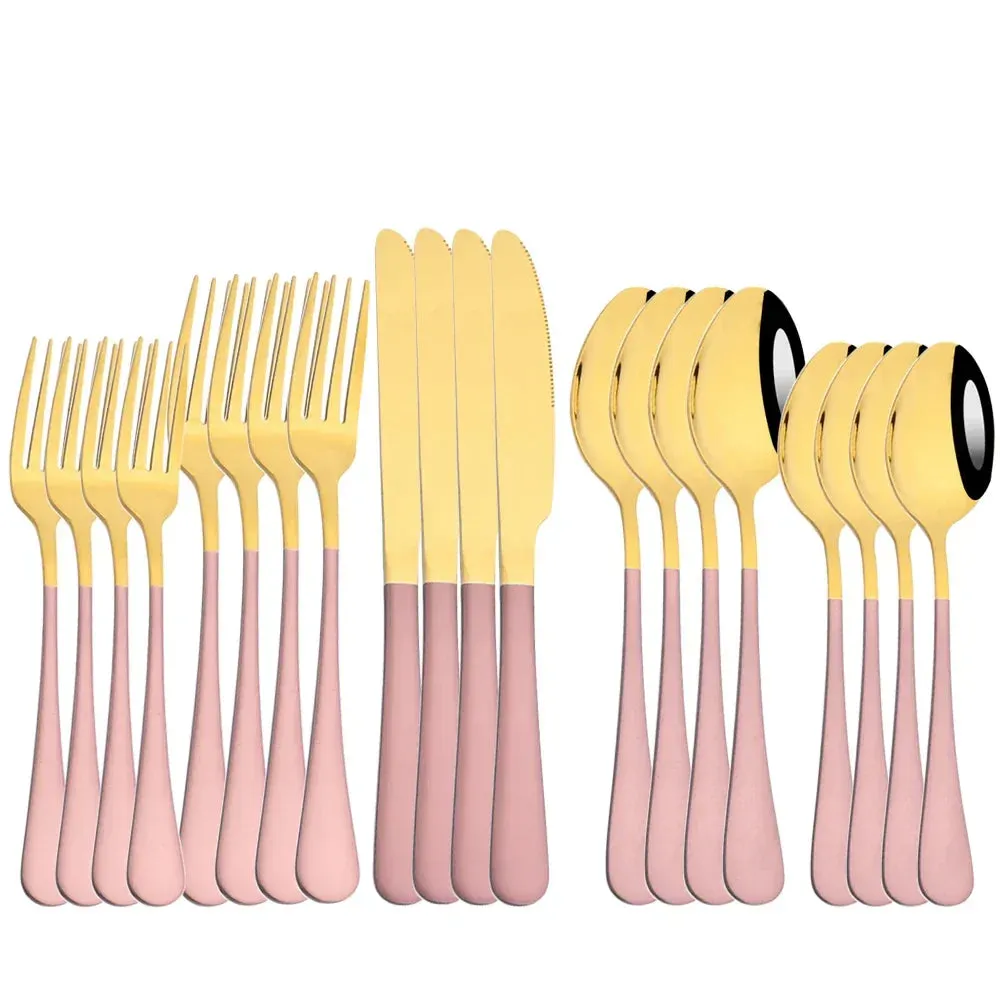 20 Piece Stainless Steel Cutlery Set Black & Gold