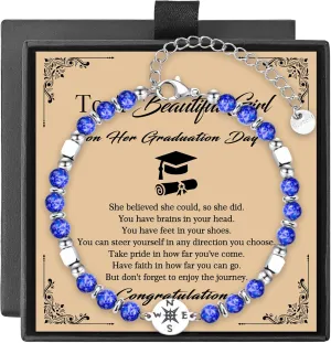 2025 Graduation Gifts for Her,Graduation Bracelets Inspirational Compass Bracelet Class of 2025 Graduate Gifts Middle School High School College Bachelor Masters Women Daughter Friends