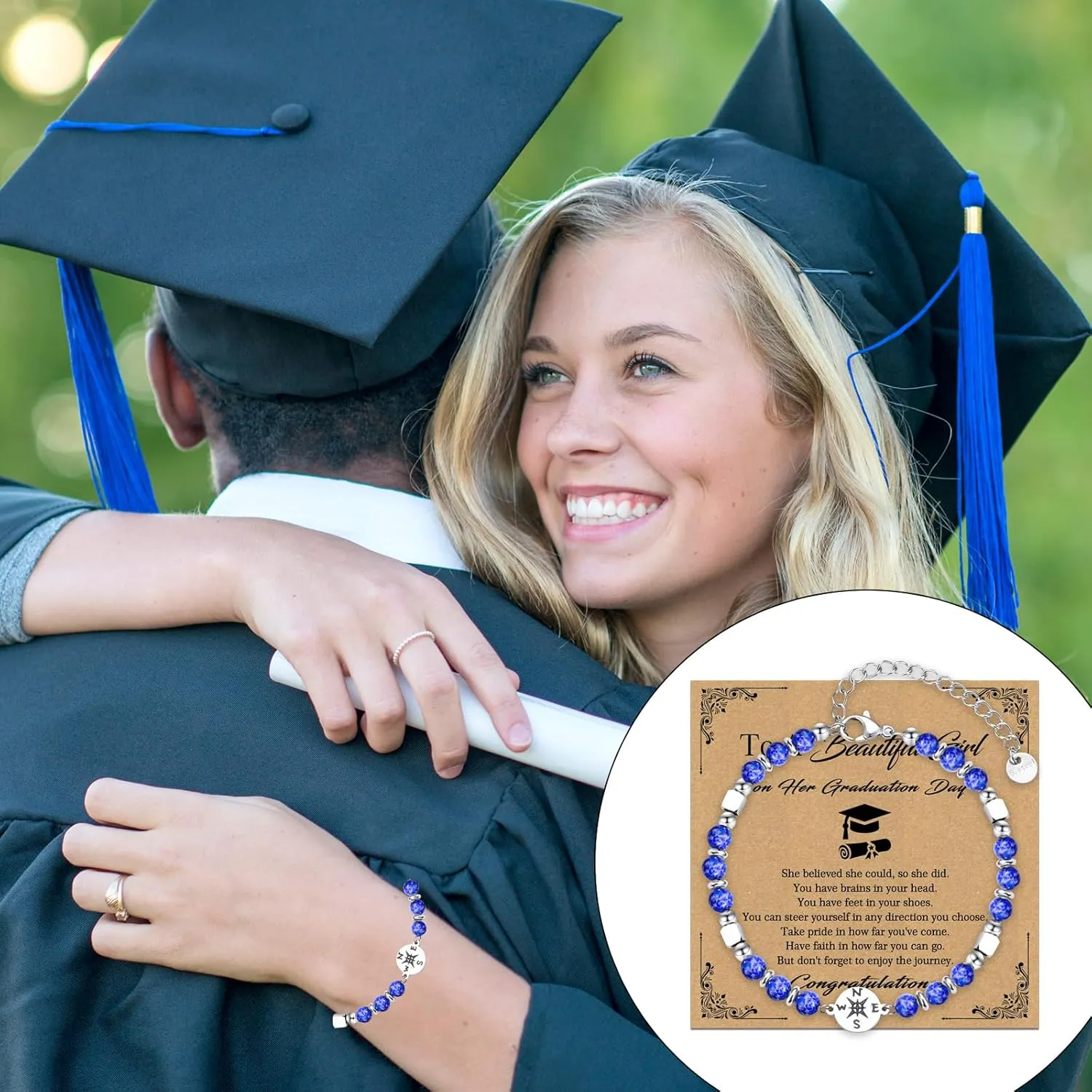 2025 Graduation Gifts for Her,Graduation Bracelets Inspirational Compass Bracelet Class of 2025 Graduate Gifts Middle School High School College Bachelor Masters Women Daughter Friends