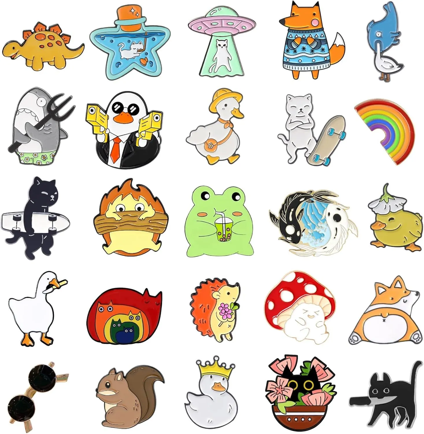 20/30/50/80 Mixed Enamel Brooch Bulk Set,Lapel Badges, Cartoon Plant Enamel Pin Sets, Funny Button Pins Jewelry for Backpack Cloths Hats Jacket Decoration