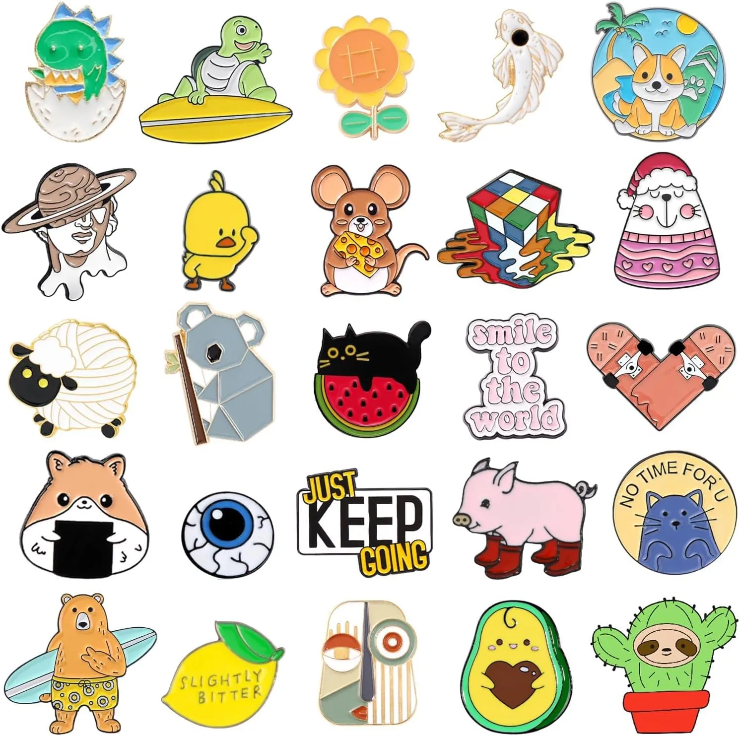 20/30/50/80 Mixed Enamel Brooch Bulk Set,Lapel Badges, Cartoon Plant Enamel Pin Sets, Funny Button Pins Jewelry for Backpack Cloths Hats Jacket Decoration
