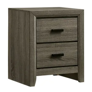 24 Inch 2 Drawer Wooden Nightstand with Finger Pulls, Brown By Benzara