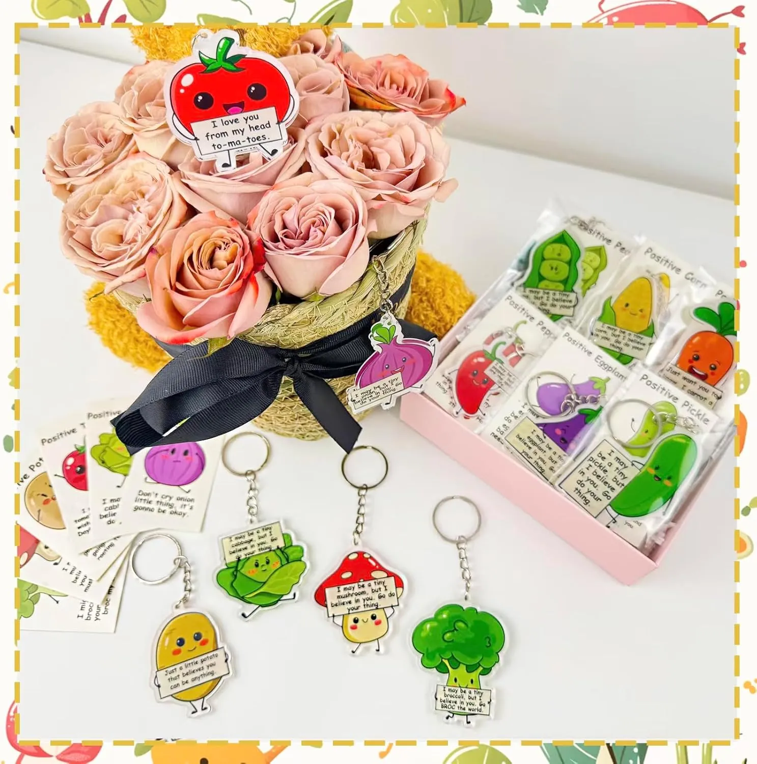 24 Sets Emotional Support Keychain Positive Gifts with Card Funny Inspirational Keychains Employee Appreciation Gifts