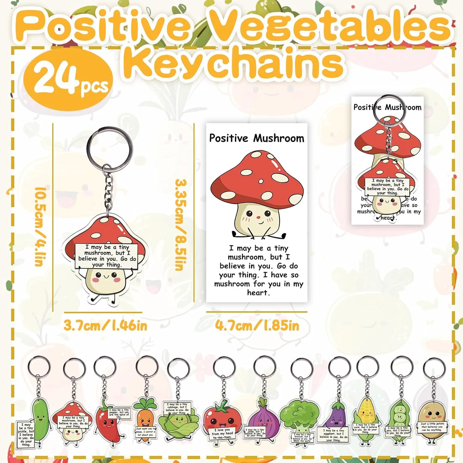 24 Sets Emotional Support Keychain Positive Gifts with Card Funny Inspirational Keychains Employee Appreciation Gifts