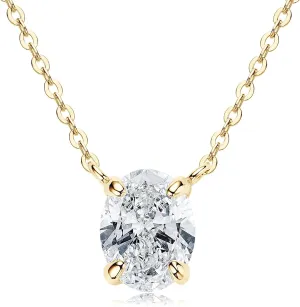 2ct Oval Moissanite Pendant Necklace, D Color VVS1 925 Sterling Silver Platinum Plated Dainty Pendant for Women Wife Mothers Day Jewelry Gifts