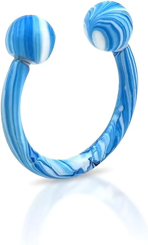 2PCS Blue-Green 16G 1.2mm Titanium Steel Surgical Steel Septum Piercing Stainless Steel Horseshoe Septum Nose Rings C-shaped Nose Lip Piercing Piercing Accessories Septum Jewelry for Women 8mm