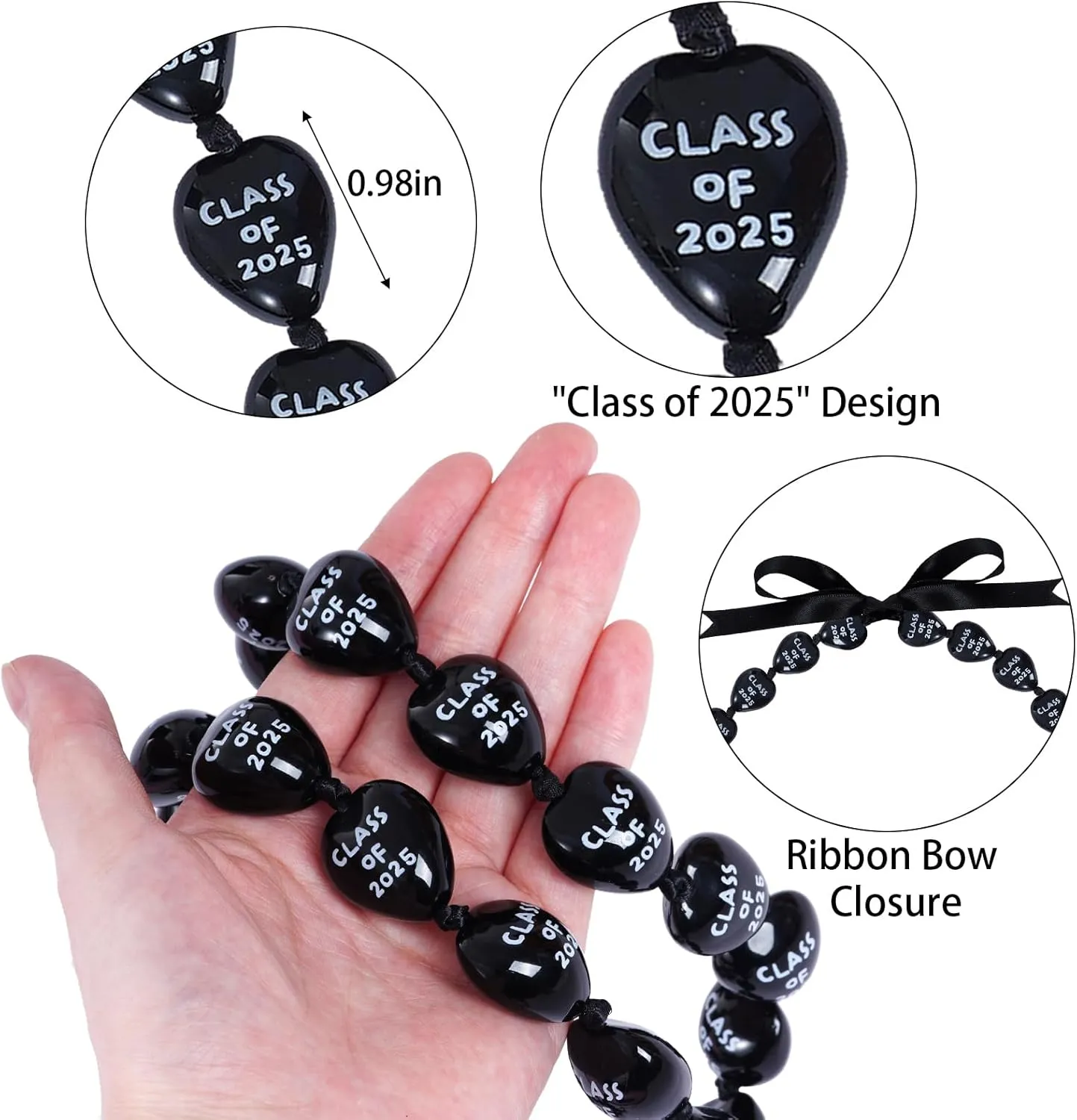 2Pcs Graduation Leis Class of 2025 Nut Leis Beads Ribbon Hawaiian Style for Graduation Party Accessories