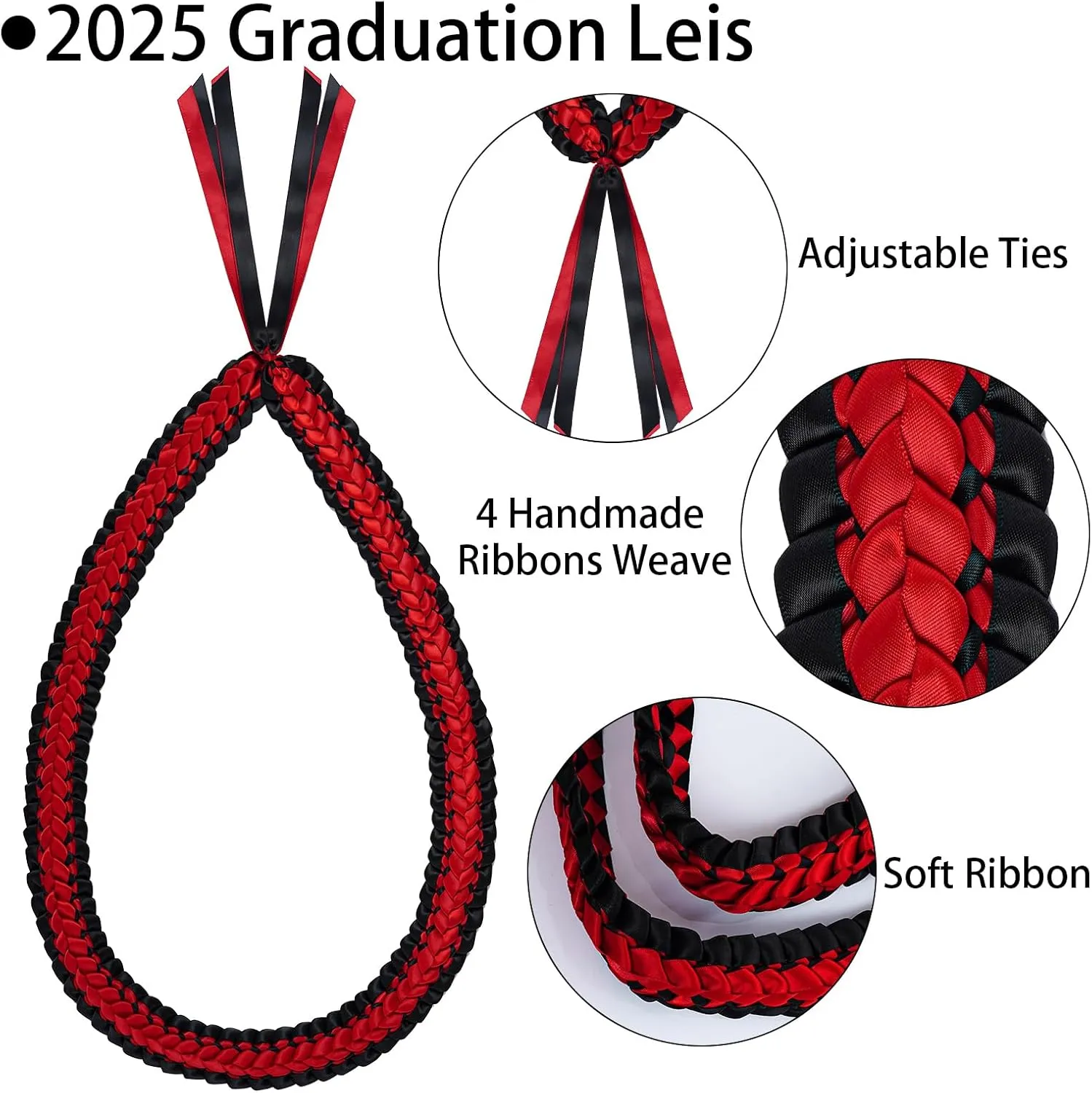 2Pcs Graduation Leis Class of 2025 Nut Leis Beads Ribbon Hawaiian Style for Graduation Party Accessories
