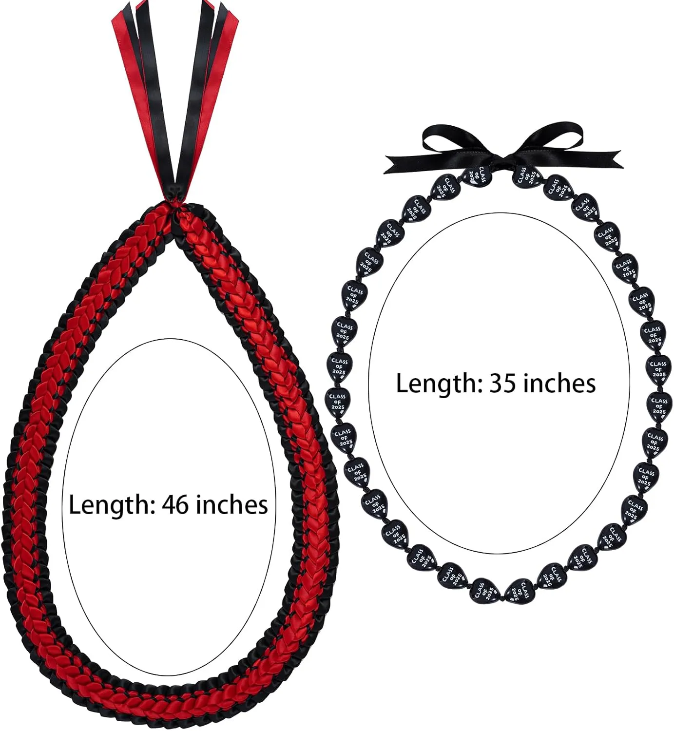 2Pcs Graduation Leis Class of 2025 Nut Leis Beads Ribbon Hawaiian Style for Graduation Party Accessories