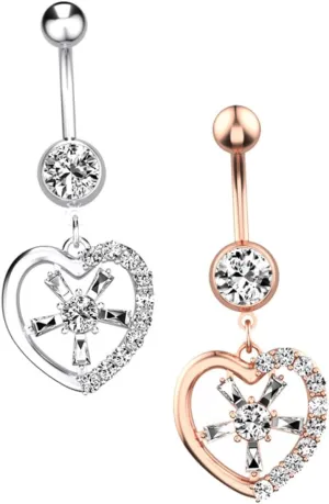 2pcs Stainless Steel Navel Rings Fashion Metal Navel Button Jewelry for Piercings Body Piercing Adornments