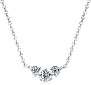 3 Stone Moissanite Pendant Necklace D Color VVS1 Clarity 925 Silver Necklace for Women Wife Birthday Wedding Jewelry Gifts