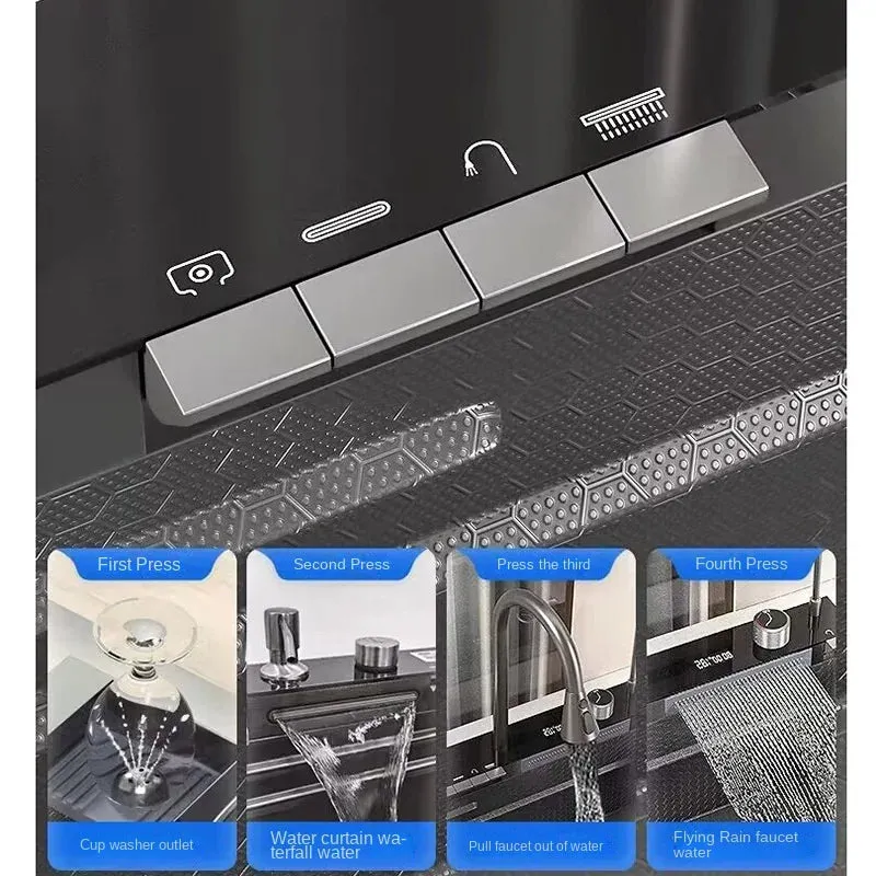 304 Stainless Steel Double Waterfall Kitchen Sink Set