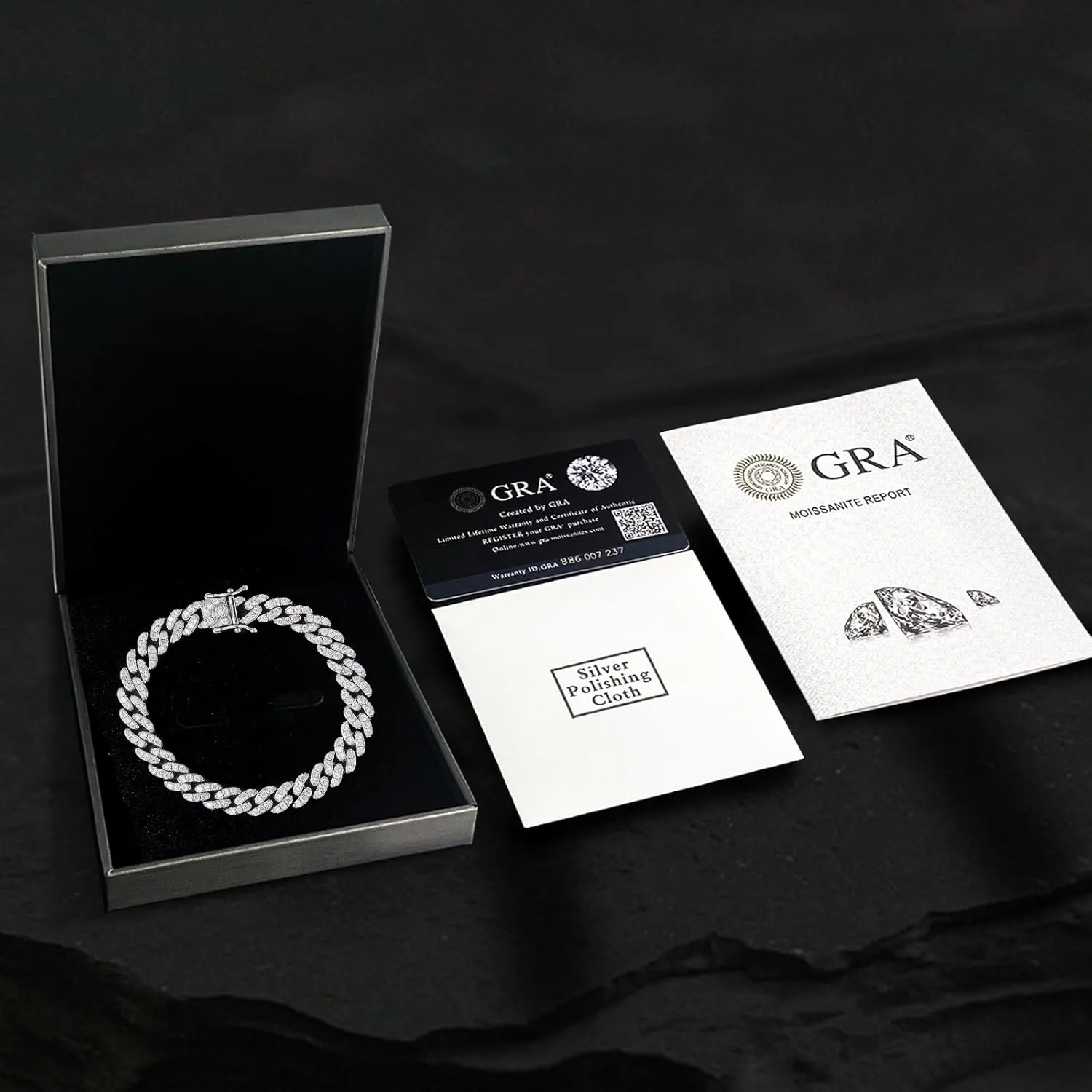 3.52-4.84 Carat Moissanite Bracelet for Men & Women, 8MM Cuban Link Chain, White Gold Plated Silver Bling Luxury VVS Moissanite Cuban Bracelet Gift with GRA Certificate