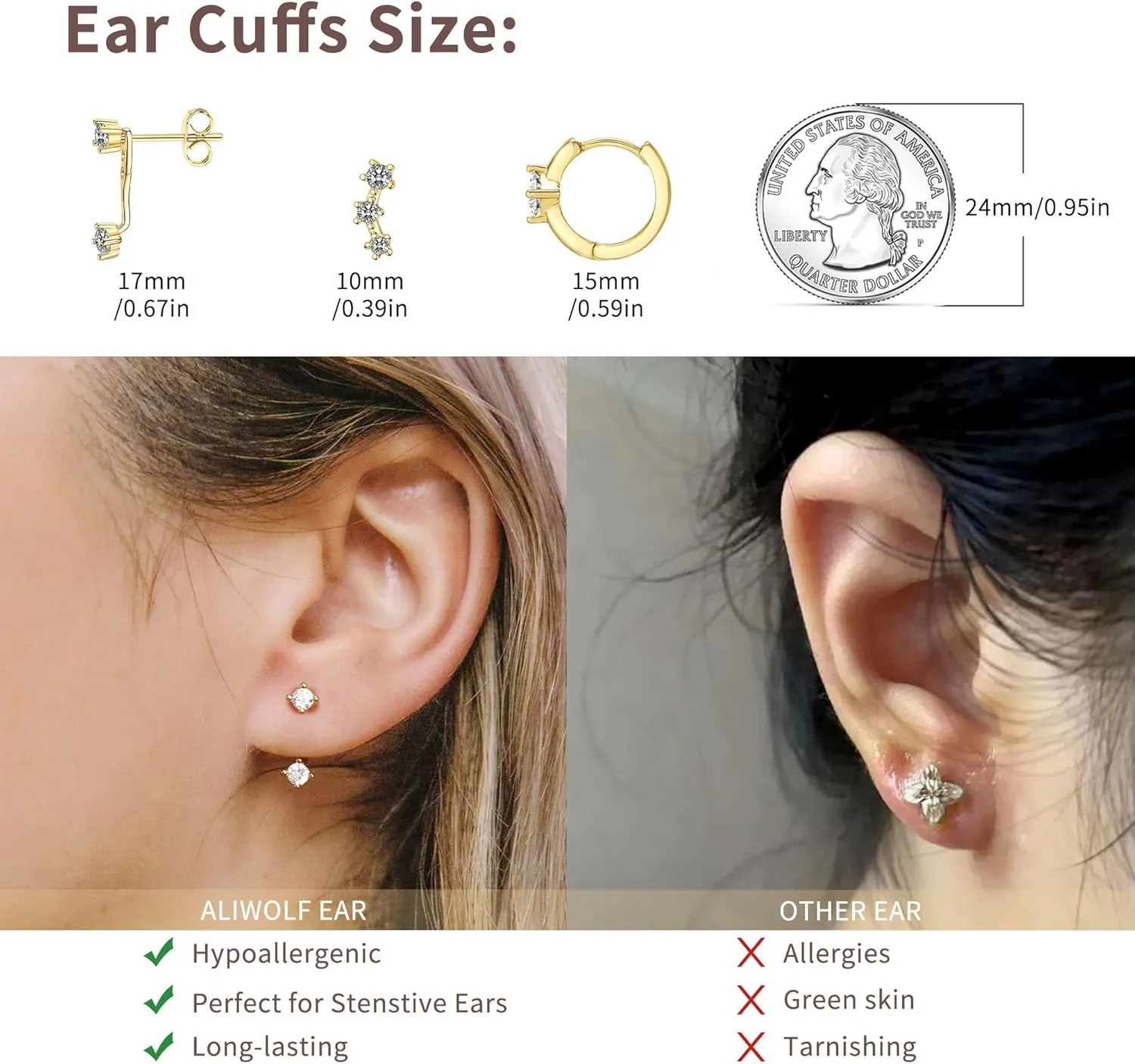 4 Pairs Gold Hoop Earrings for Women Trendy Small 14k Gold Plated Huggie Earring Set,Huggie Earrings Multiple Piercing Hypoallergenic Chunky Open Hoops Cartilage Earrings for Women