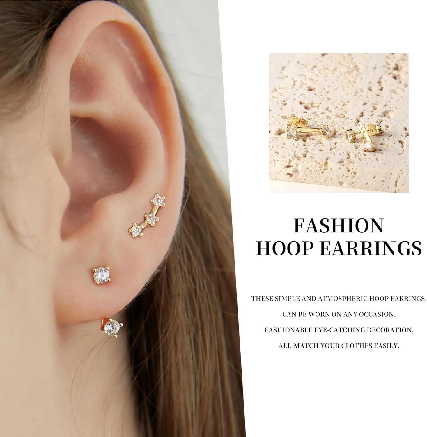 4 Pairs Gold Hoop Earrings for Women Trendy Small 14k Gold Plated Huggie Earring Set,Huggie Earrings Multiple Piercing Hypoallergenic Chunky Open Hoops Cartilage Earrings for Women