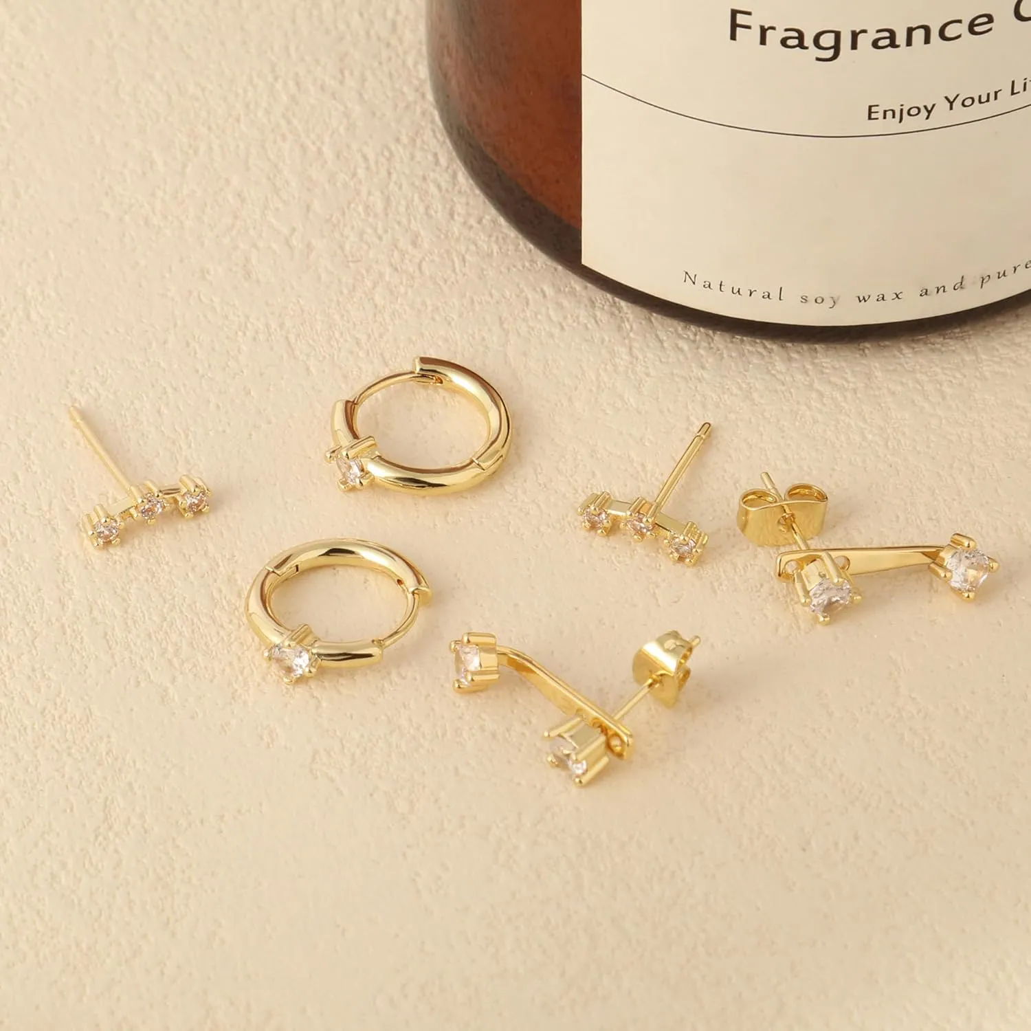 4 Pairs Gold Hoop Earrings for Women Trendy Small 14k Gold Plated Huggie Earring Set,Huggie Earrings Multiple Piercing Hypoallergenic Chunky Open Hoops Cartilage Earrings for Women