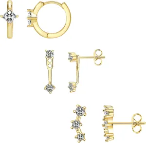 4 Pairs Gold Hoop Earrings for Women Trendy Small 14k Gold Plated Huggie Earring Set,Huggie Earrings Multiple Piercing Hypoallergenic Chunky Open Hoops Cartilage Earrings for Women