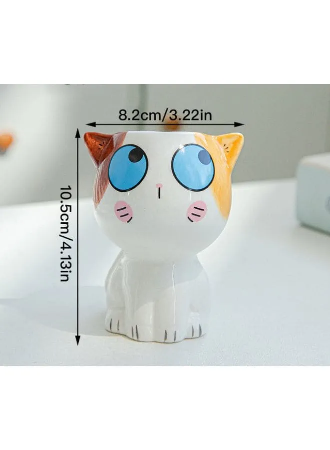 4 Pcs Cute Succulent Mini Cat Indoor Planters with Drainage Hole Flower Plant Pot Cartoon Ceramic Tiny Pot for Home Interior Design Set of 4 (Plants NOT Included)
