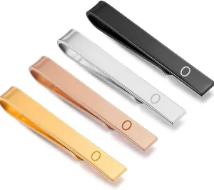 4 Pcs Initial Tie Clips for Men, 'O' Elegant Personalized Letters Tie Clip Bar Set for Groomsmen gifts, Anniversary Business and Daily Life-Best Gifts