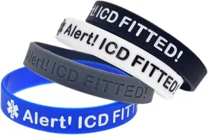 4Pcs Medical Alert ICD Fitted Silicone Bracelet, Adult Men and Women Outdoor Sports Elastic Wristband