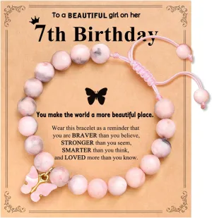 6-10 Year Old Birthday Natural Stone Butterfly Bracelet Gifts